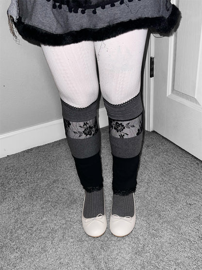 grayscale petals - leg warmers
