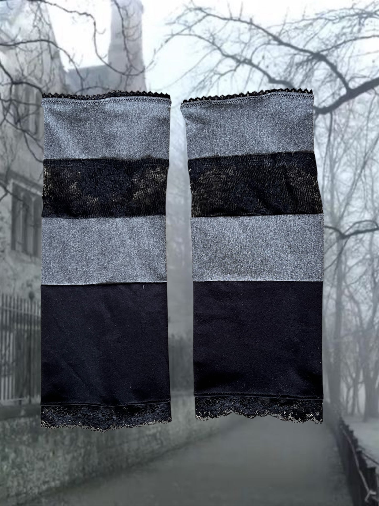 grayscale petals - leg warmers