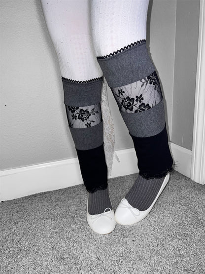 grayscale petals - leg warmers
